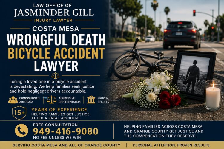 Costa Mesa wrongful death bicycle accident lawyer helping families after fatal bicycle and e-bike accidents throughout Orange County