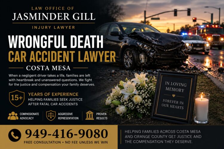 Wrongful death car accident lawyer in Costa Mesa helping families after fatal car accidents throughout Orange County