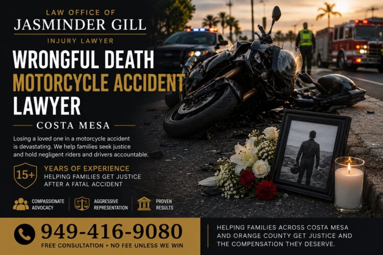 Wrongful death motorcycle accident lawyer in Costa Mesa helping families after fatal motorcycle crashes throughout Orange County