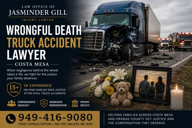 Wrongful death truck accident lawyer in Costa Mesa helping families after fatal commercial truck and semi-truck accidents throughout Orange County