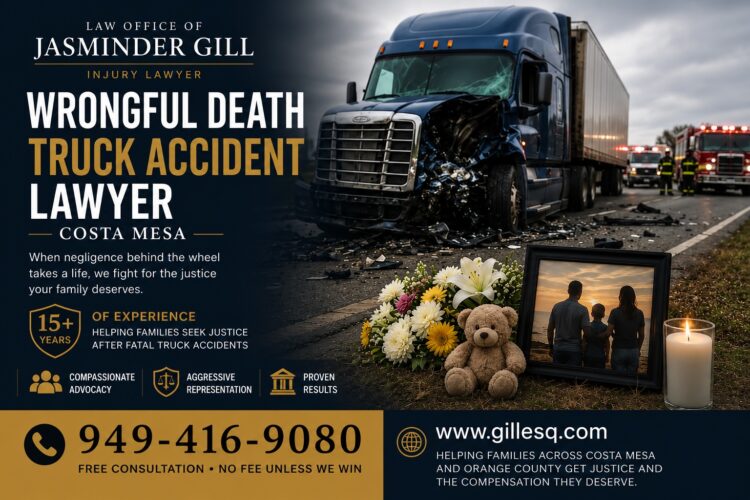 Wrongful death truck accident lawyer in Costa Mesa representing families after fatal commercial truck and big rig crashes.