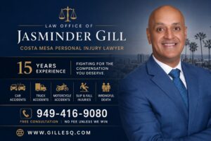 Attorney Jasminder Gill, Costa Mesa personal injury lawyer with over 15 years of experience helping victims injured in Orange County Fair car accidents, parking lot crashes, pedestrian accidents, slip and falls, amusement ride injuries, and other personal injury accidents throughout Orange County.
