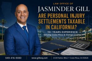 California personal injury settlement tax rules explained by Costa Mesa attorney Jasminder Gill