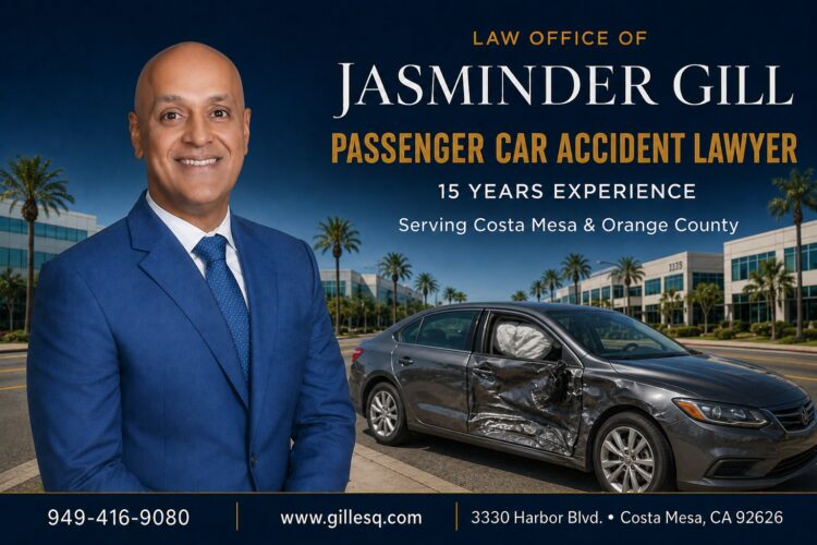 Costa Mesa passenger car accident lawyer helping injured passengers recover compensation after car accidents caused by negligent drivers in Orange County