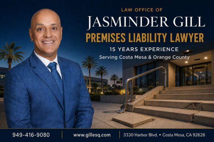 Costa Mesa premises liability lawyer helping injury victims after accidents caused by unsafe property conditions, wet floors, broken stairs, and negligent property maintenance
