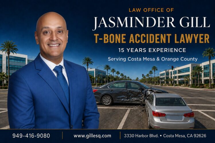 Costa Mesa T-bone accident lawyer helping victims recover compensation after side-impact collisions caused by drivers who fail to yield, run red lights, or ignore traffic signals
