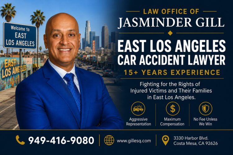 East LA car accident lawyer Jasminder Gill helping people injured in car crashes in East LA