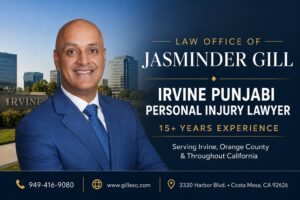 Irvine Indian personal injury lawyer Jasminder Gill representing injured clients in Irvine and Orange County