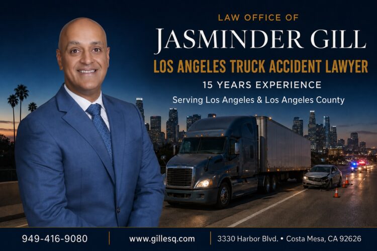 Los Angeles truck accident lawyer Jasminder Gill representing victims of commercial truck crashes