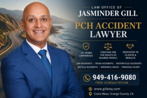 PCH accident lawyer Jasminder Gill representing car, truck, motorcycle and bicycle accident victims on Pacific Coast Highway in Southern California.