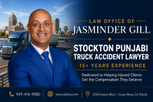 Stockton Punjabi truck accident lawyer Jasminder Gill serving semi-truck and commercial truck accident victims in Stockton and San Joaquin County