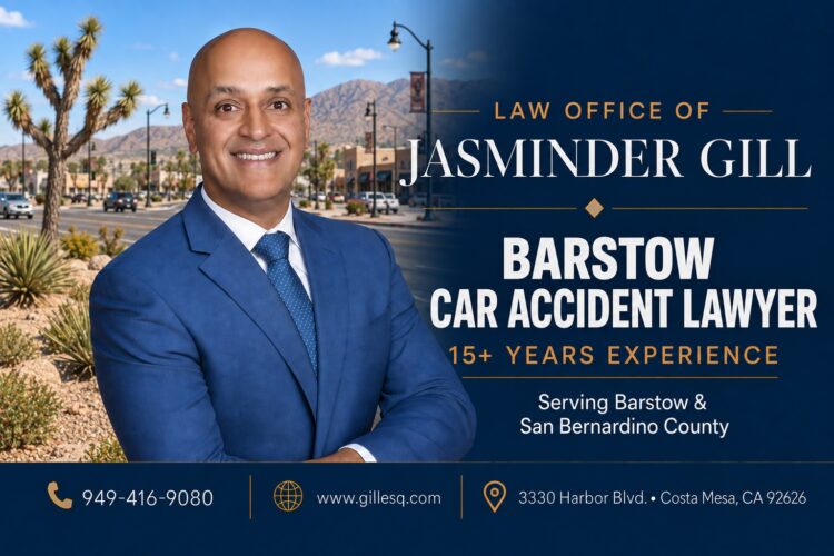 Barstow car accident lawyer Jasminder Gill with 15+ years of California personal injury experience