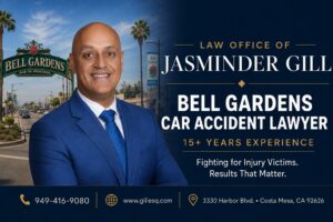 Bell Gardens car accident lawyer Jasminder Gill with 15+ years of California personal injury experience
