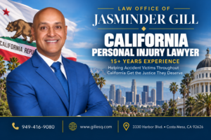 Law Office of Jasminder Gill California personal injury lawyer representing people injured in car accidents, truck crashes, motorcycle collisions, pedestrian accidents, and other serious injury cases