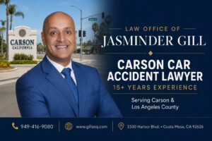 Carson car accident lawyer Jasminder Gill with 15+ years of California personal injury experience