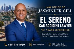 EL Sereno car accident lawyer Jasminder Gill with 15+ years of California personal injury experience