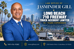 Long Beach 710 Freeway truck accident lawyer Jasminder Gill representing victims injured in semi-truck, 18-wheeler, big rig, and commercial vehicle crashes