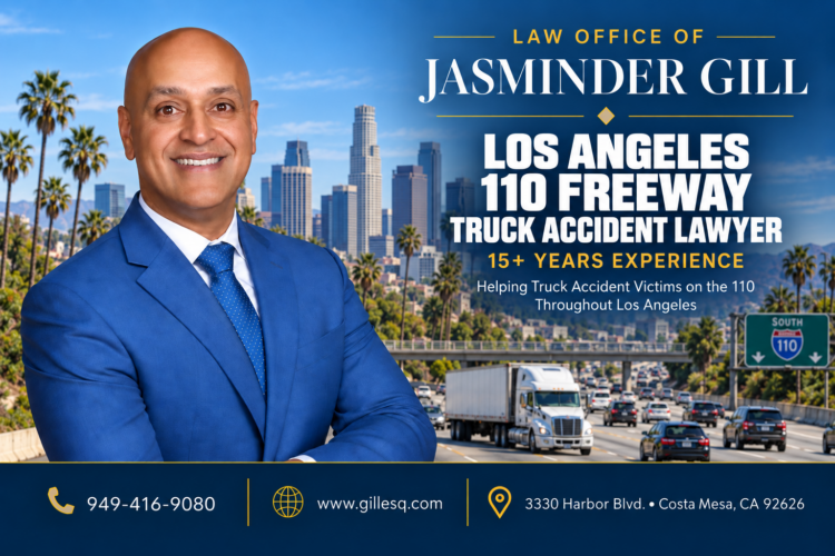 Los Angeles 110 Freeway truck accident lawyer Jasminder Gill representing victims injured in semi-truck, 18-wheeler, big rig, and commercial vehicle crashes