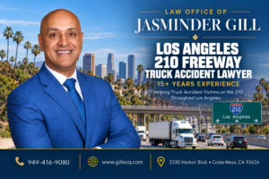Los Angeles 210 Freeway truck accident lawyer Jasminder Gill representing victims injured in semi-truck, 18-wheeler, big rig, and commercial vehicle crashes
