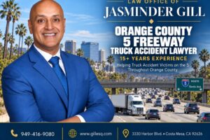Orange County 5 Freeway truck accident lawyer Jasminder Gill representing victims of semi-truck, big rig, and commercial truck crashes