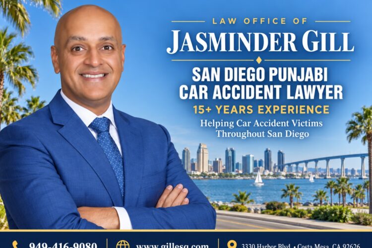 Law Office of Jasminder Gill San Diego Indian Car Accident Lawyer with 15+ years of experience representing injured car accident victims