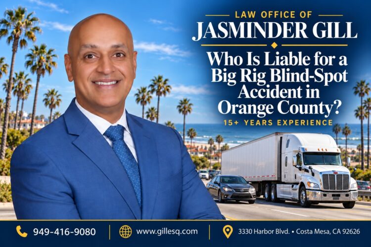 Orange County Big Rig Blind-Spot Liability | Law Office of Jasminder Gill Orange County big rig accident lawyer for blind-spot collision injuries | Law Office of Jasminder Gill