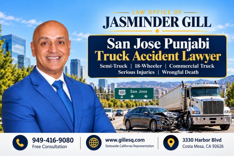 San Jose Indian Truck Accident Lawyer | Law Office of Jasminder Gill San Jose Punjabi truck accident lawyer Jasminder Gill representing victims of semi-truck, 18-wheeler, commercial truck accidents, serious injuries.